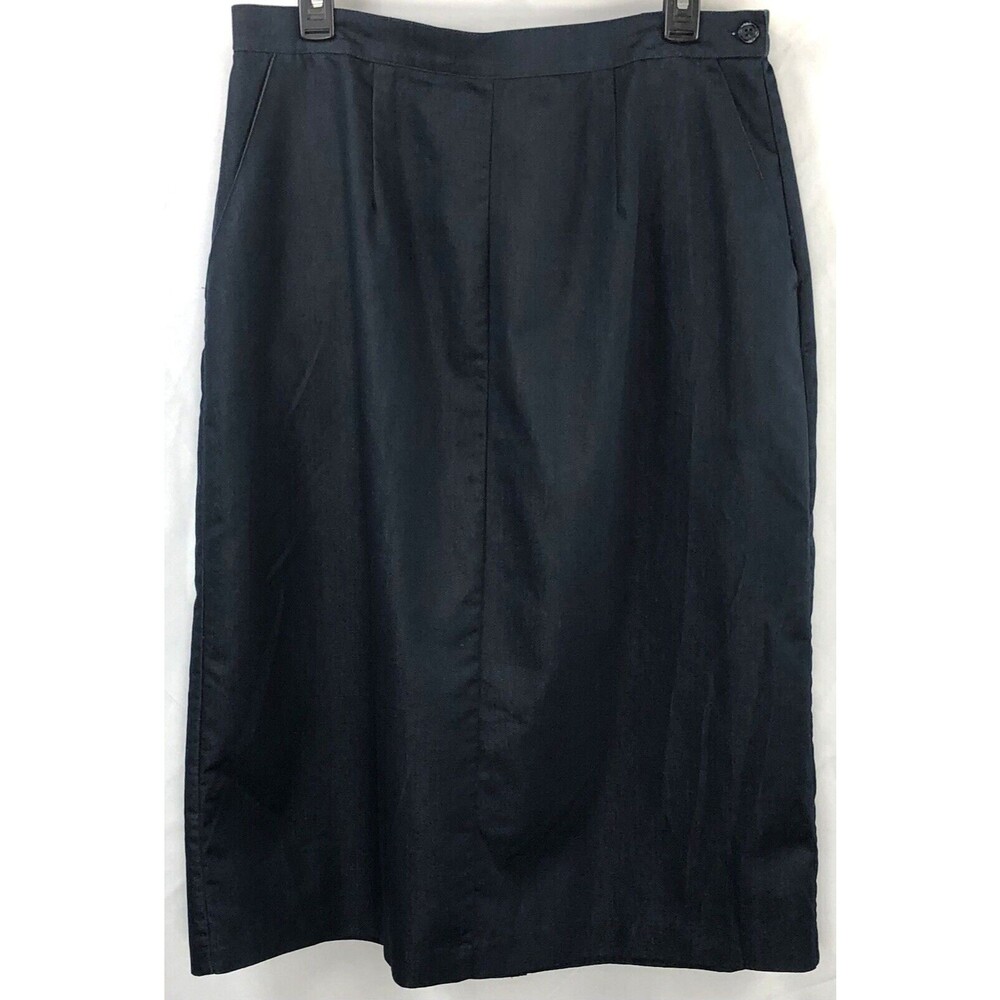 Vintage Chambray Midi Skirt M Dk Wash 32"W Pockets Prairie Boho Capsule Modest
